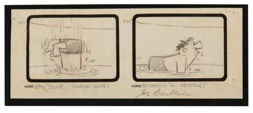 Signed Original Flintstones Storyboard Drawing. | Van Eaton Galleries