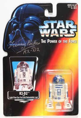 Kenny Baker as R2-D2 in Star Wars: A New Hope Signed Kenner Power of the Force Action Figure with Character Name | SWAU