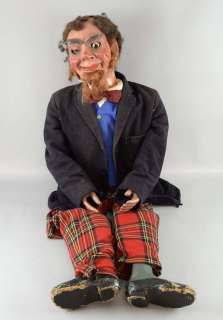 A professional ventriloquist’s dummy, Painted papier-mache head having pull string movement to… | Ewbank’s