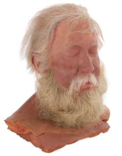 Lot 1537 - Tim Allen "Santa" facial makeup display with hair and beard from The Santa Clause.