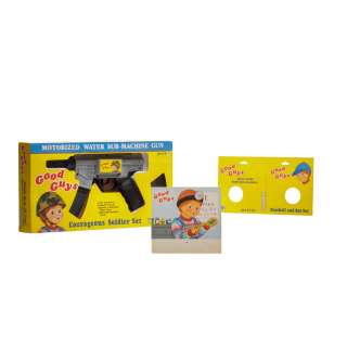 Child’s Play (1988) Good Guy Screen Used Good Guys Water Gun Toy In Box & Production Merchandise Ephemera Set | VIP Fan Auctions
