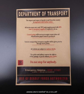 Cambria Math | 28 Days Later - Department of Transport Promotional Poster | Movie Bits