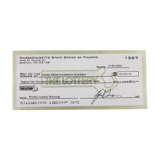 Jerry and Marge Go Large Jerry Selbee Bryan Cranston Screen Used G.S.I.S Lottery Check Sc 74 | VIP Fan Auctions