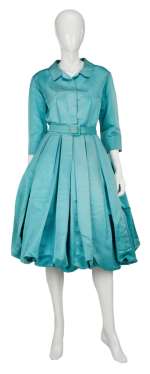 Lot 784 - Greta Garbo | Turquoise Ottoman Silk Dress (With Book)
