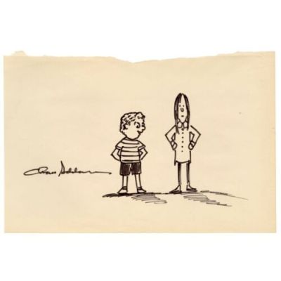 THE ADDAMS FAMILY (T.V. SERIES, 1964-1966) - Lot #3 : Hand-Drawn Charles Addams "Wednesday and Pugsley" Sketch