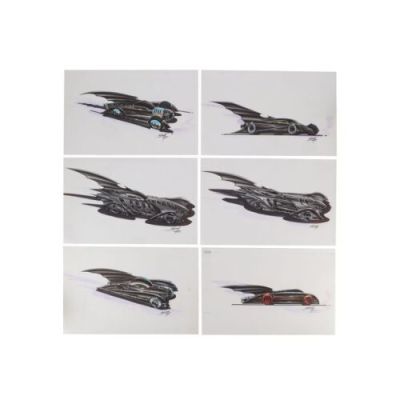 Batman Forever (1995) | Lot 44 : Set of Six Hand-Coloured Tim Flattery Batmobile Concept Designs | Propstore