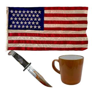 Fargo Season 5 Roy Tillman’s Jon Hamm American flag, Mug & Prop Rubber Knife | VIP Fan Auctions