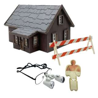 Lot #263: Downsizing (2017) Production Used Miniature House, Magnifying Science Glass, Miniature Road Block & Cookie