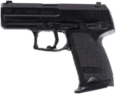 KINGSMAN: THE SECRET SERVICE, (TWENTIETH CENTURY FOX, 2014) SCREEN-USED GARY "EGGSY" UNWIN (TARON EGERTON) STUNT H&K 9MM COMPACT PISTOL DISPLAY. | Hake’s