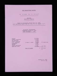 James Bond A View to a Kill - Revised Shooting Schedule from August 10th 1984. | Ewbank’s