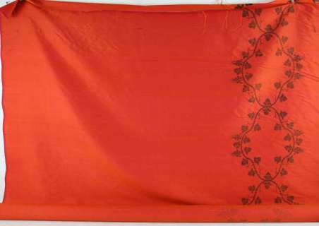 Lot 114 - Saltburn (2023) Red Pale Dining Room Ikat Voile Drapes