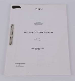 James Bond 007 The World Is Not Enough (1999) Final Production Notes, with full index, held in… | Ewbank’s