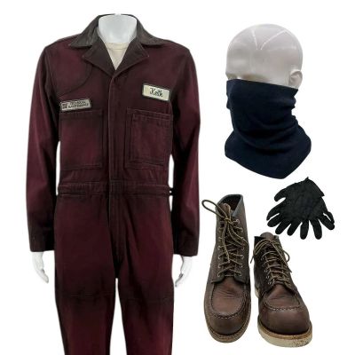 Play Dirty Parker Screen Worn Coveralls, T-Shirt, Neck Gaiter, Gloves & Boots Ch 1 Sc Multiple | VIP Fan Auctions