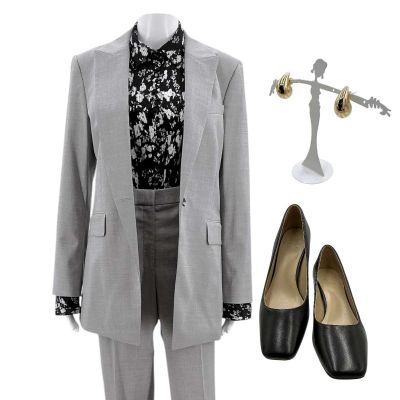 Mythic Quest Anna Screen Worn Suit Jacket, Blouse, Suit Pants, Earrings & Shoes Ch 1 Sc Multiple Ep 405 | VIP Fan Auctions