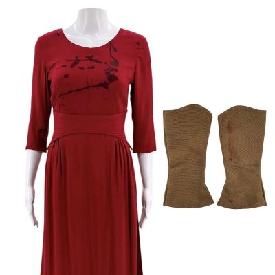 Lot 159: The Handmaid’s Tale Esther Keyes Screen Worn Photo Double Dress, Belt & Spatts Ch 1 Ep 502 | VIP Fan Auctions