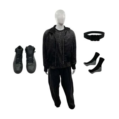 Lot 104: Crime 101 Ali Screen Worn Jacket, Shirt, Jeans, Sneakers, Belt, Socks & Necklace Ch 1 Sc 3-46 | VIP Fan Auctions