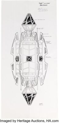 Star Trek: Voyager (Paramount TV, 1995-2001), Rick Sternbach Original "Borg Vinculum" Technical Drawing. | Heritage