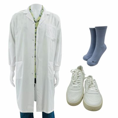 Lot 22: The Love Hypothesis Malcolm (Jaboukie Young-White) Screen Worn Lab Coat, Shirt, Pants, Socks & Sneakers Ch 5 Sc Multiple | VIP Fan Auctions