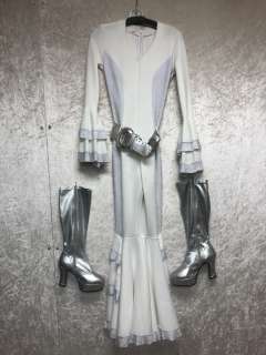 "Superhero Show - Season 3 Ep. 11" - #2 Hero - White & Silver 1970’s jumpsuit w/flared arm cuffs & h | Direct Liquidation