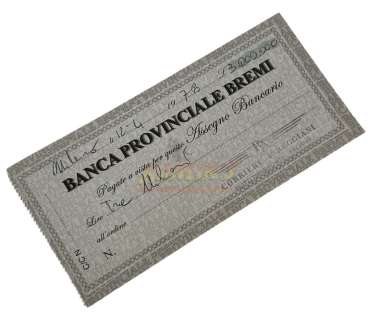 House of Gucci (2021) - Patrizia Teggiani (Lady GaGa) Bank Check Filled out in Her Own Hand | Hanlin Auction Service