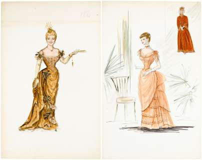 A pair of Edith Head costume designs for Matchmaker | Bonhams