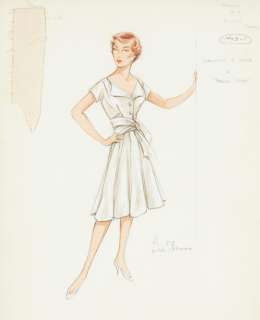 Lot 108 - A framed Bill Thomas costume sketch of Maureen O‘Hara in The Parent Trap