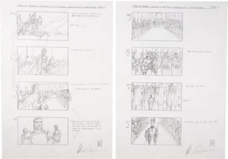 Game of Thrones Daenerys, Jorah, Melisandre, Drogon and Grey Worm Storyboards by William Simpson Group of 4 (HBO, 2011). | Heritage