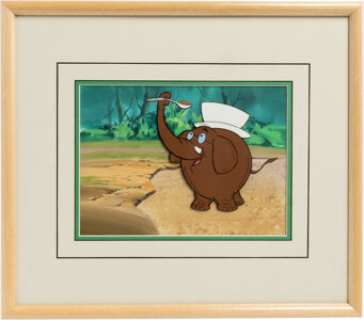 Original Production Animation Cel with Painted Background of Tusk the Elephant from Kellogg‘s Cocoa Krispies Cereal‘s Commercial.