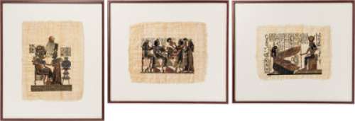"Café Nervosa" Framed Contemporary Replicas of Egyptian Papyruses (3) from Frasier (NBC TV, ... | Heritage