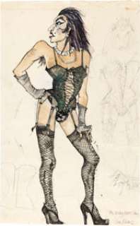 The Rocky Horror Picture Show (King‘s Road Theater, 1973-1979), Sue Blane Original Costume Sketch for "Dr. Frank-N-Furter".
