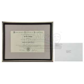 GOOD WILL HUNTING (1997) - Lot 704 - Dr. Sean Maguire‘s (Robin Williams) MIT Reunion Envelope with Prof. Gerald Lambeau‘s (Stellan Skarsgard) Framed Diploma
