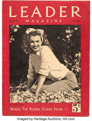 Marilyn Monroe (Norma Jeane Dougherty), Leader Magazine, Featuring Her First Solo Cover. | Heritage