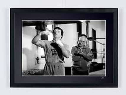 Rocky Balboa (Sylvester Stallone) & Mickey ( Burgess Meredith) | Rocky Balboa (Sylvester Stallone) & Mickey ( Burgess Meredith) - Wooden Framed 70X50 cm - Limited Edition Nr 03 of 30 - Serial ID 20952 - - Original Certificate (COA), Hologram Logo Editor and QR Code | Catawiki
