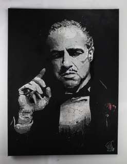 The Godfather - Marlon Brando - Handpainted and signed by Artist Vincent Mink. - Portrait | Catawiki