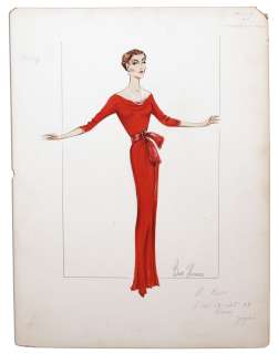 Original Costume Sketch of Screen Legend Deborah Kerr From the 1959 Film ’’Beloved Infidel’’ -- Drawn by Academy Award- Winning Costume Designer Bill Thomas | Nate Sanders