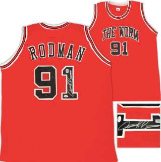 Double Team - NBA - Dennis Rodman - Autograph - Red Custom Basketball Jersey - With COA | Catawiki