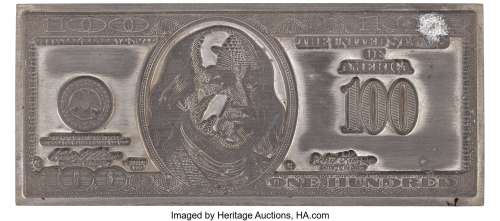 Prop metal $100 dollar bill printing plate from Rush Hour 2. ...