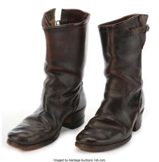 James Dean worn and weathered motorcycle boots....