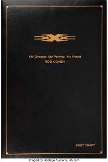 Vin Diesel leather book bound First Draft script from XXX presented to director Rob Cohen....