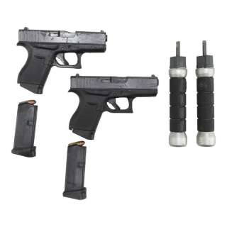 BLACK WIDOW (2021) - Lot #1139 : Pairs of Natasha Romanoff‘s (Scarlett Johansson) Stunt Glock 43, Ammo Magazines and Baton Handles