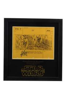 STAR WARS: A NEW HOPE - John Dykstra Signed Production Storyboard - Vader Leading TIEs Down Trench (394 F)