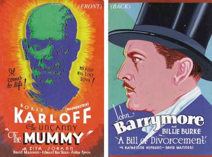 Lot 370 - ORIGINAL LOBBY ART FROM "THE MUMMY" AND "A BILL OF DIVORCEMENT"