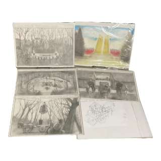 Vikings (2013-2020) Ragnar Production Used Ragnar Death Pit Sketches Cage On Cart Sketch & Gates Of Valhala Sketch | VIP Fan Auctions