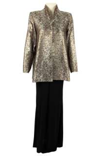 I Love Lucy | Lucille Ball Personal Custom Silver, Black & Gold Brocade Jacket with Black Dress Pants | Blacksparrow