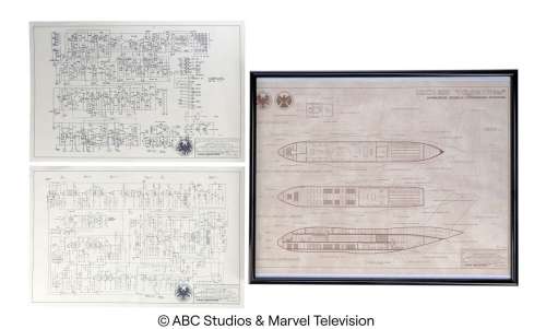 Marvel’s Agents of S.H.I.E.L.D. (2013-2020) | Set of Three Stark Industries "The Bus" Schematics | Propstore