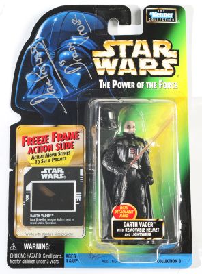 Dave Prowse as Darth Vader in Star Wars: Return of the Jedi Signed Kenner Power of the Force Action Figure with Character Name | SWAU