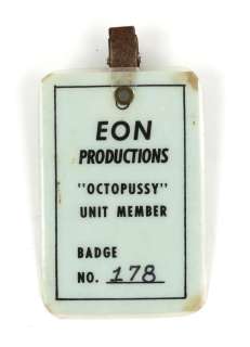 James Bond - Original EON Productions Octopussy Unit Member badge from the 1980’s, No. 178, 6.5 x… | Ewbank’s