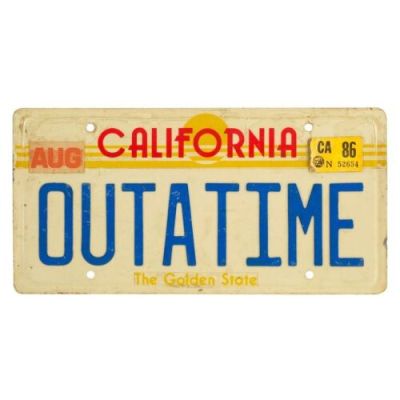 Back To the Future (1985) | Lot 20 : "Doc" Emmett Brown’s (Christopher Lloyd) DeLorean "OUTATIME" License Plate | Propstore