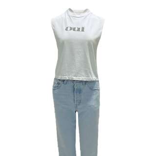 Lot #10: Maxxxine Maxine (Mia Goth) Screen Worn Sleeveless Shirt & Jeans Ch 1, 10 Sc 2-122