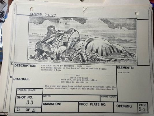 Star wars storyboards Empire Strikes Back movie props Luke Skywalker Han Solo X1 | eBay US (Buy It Now)